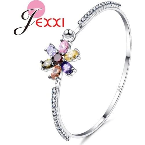 Luxury Bracelet & Bangles With Full Romantic Cubic Zirconia Flower Shape 925 Sterling Silver Fashion Jewelry Wholesale