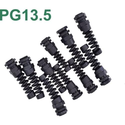 10pcs IP68 Waterproof M20 PG13.5 Nylon Spiral Cable Gland Connector Plastic Flex Strain Relief Protector For 6-12mm Wire Thread