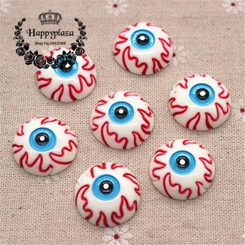10pcs Resin Halloween Zombie EyeBall Flatback Cabochon Miniature Art Supply Decoration Charm Craft DIY, 25m