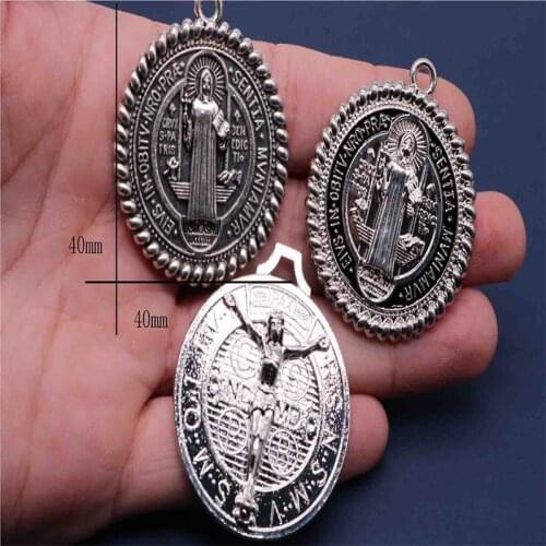 20 Pieces / St. Benedict Medal Jesus Christian Jewelry Cross Charm Saint Benedict Cross Medal Medal Pendant