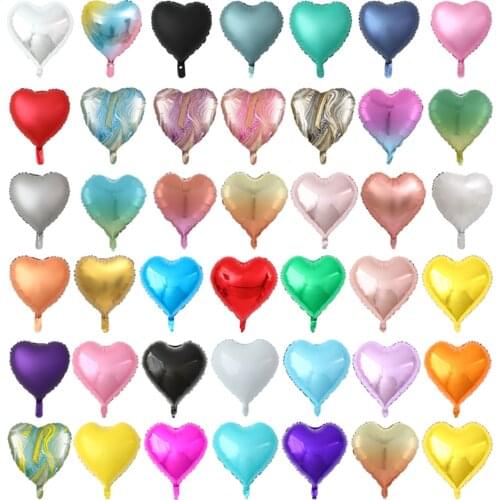 5/10pcs 18inch Heart Foil Balloons Pure Color Helium Balloon Wedding Marriage Decoration Birthday Party Decor Globos Supplies