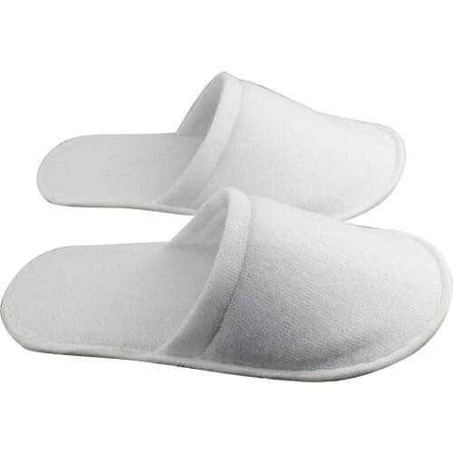 5Pairs Disposable Solid Color Closed Toe Non-Slip Flat Shoes Travel Slippers Spa Slippers Sets Indoor Guest Slippers