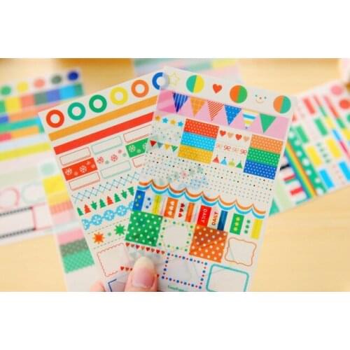 6pcs Kawaii rainbow market sticker pvc diy decoration sticker for album scrapbooking stationery sticker gift for kids