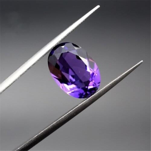 Amethyst Oval Faceted Gemstone Egg Shape Cultured Amethyst Gem 9x11mm 10x12mm 10x14mm GQ08