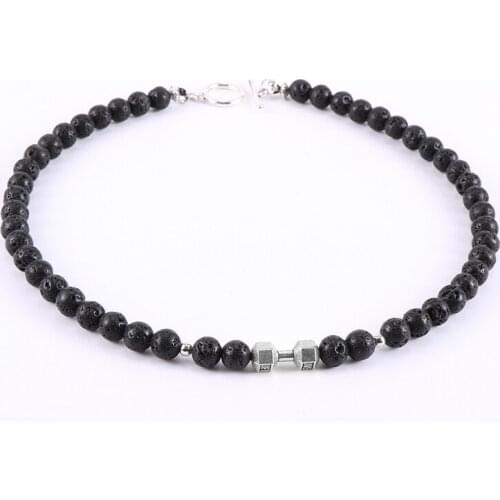 Hot Sale Natural Lava Stone Hematite Beads Necklace For Men 45/50cm 8mm Tiger Eye Stone Turquoises Necklaces Male Jewelry Gift