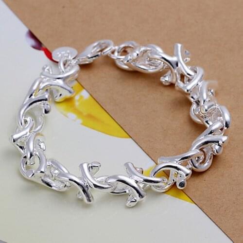 H042 silver fashion jewelry 925 jewelry silver plated bracelet Leaf Bracelet /YMOFWMWD ZHADNZPR