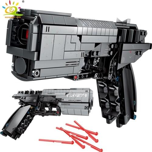 HUIQIBAO 431Pcs Wandering Earth DIY Cap Pistol Model Building Blocks Technical Gun Educational Shooting Game Figure Bricks Toys