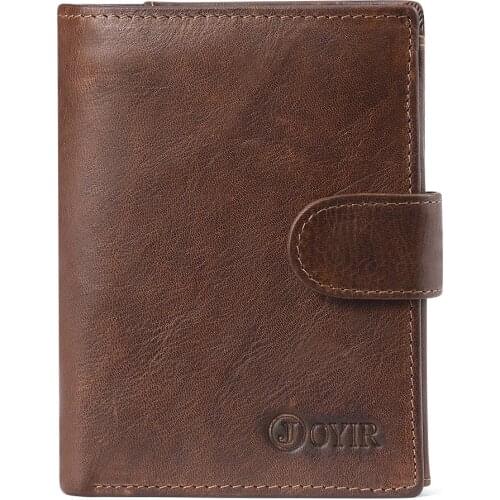 Mens Wallet Genuine Leather Vintage Style Short Wallet Card Holder Male Multifunctional Purse Coin RFID Purse
