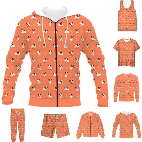 New Funny 3D Full Print Animal Dog Cartoon Russell T-shirt/Sweatshirt/Zip Hoodies/Thin Jacket/Pants Four Seasons Casual Suit V56