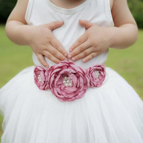 New Pearl Flower Girls Dress Childrens Belt Headband Women Belt Bride Bridesmaid Waist Belt Headband Photography Pregnant Photo