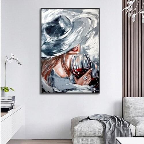 Hand Painted Knife Painting Red Wine Worth Keeping Thickness Oil Painting On Canvas For Kitchen Bar Wall Decoration