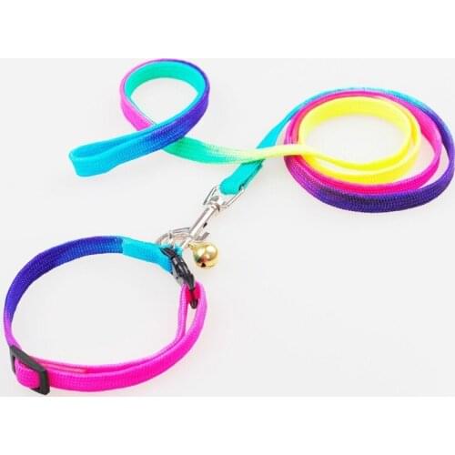 Pet Products for Dog Colorful Pet Leash Dog Chain Rainbow Collar Cat Dog Leash Set Dog Collar Accessories Dog Chain Pet Collar