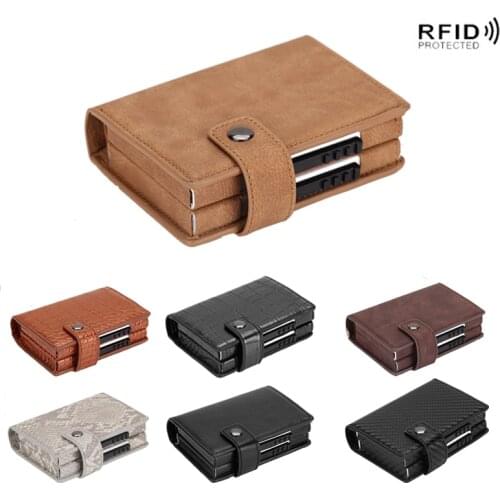Card package for Men RFID Aluminum Alloy Card Box Multifunctional Anti-Theft Mini Credit Card Holder Elastic Pocket Wallet