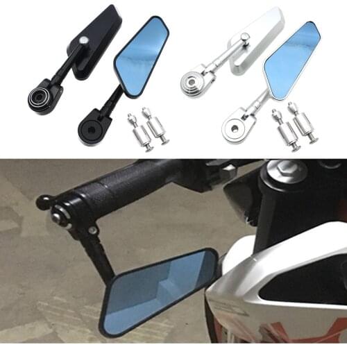 Motorcycle Rearview Side Mirrors Universal 7/8" 22mm Handle Bar End Aluminum