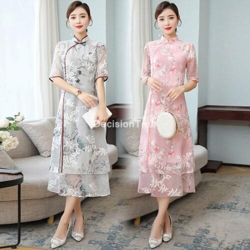 2021 vietnam aodai dress for women traditional clothing aodai dress flower embroidery dress female elegant party dress aodai