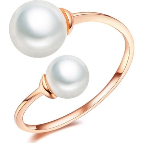 2018 New Arrivals Hot Gold Fashion womens Ring Street Shoot Accessories Imitation Pearl Size Adjustable Ring Opening Women Jewe