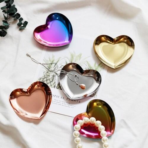 Heart-shaped Gold Dining Plate Stainless Steel Steak Decorative Plate Dessert Plate Nut Fruit Cake Tray Snack Kitchen Plate