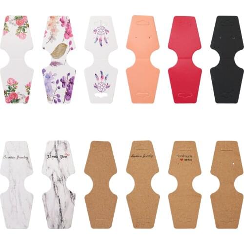 120pcs/set Mixed Color Cardboard Fold Over Paper Hair Clip Accessories Display Hanging Cards Jewelry Tag Show Holder Packaging