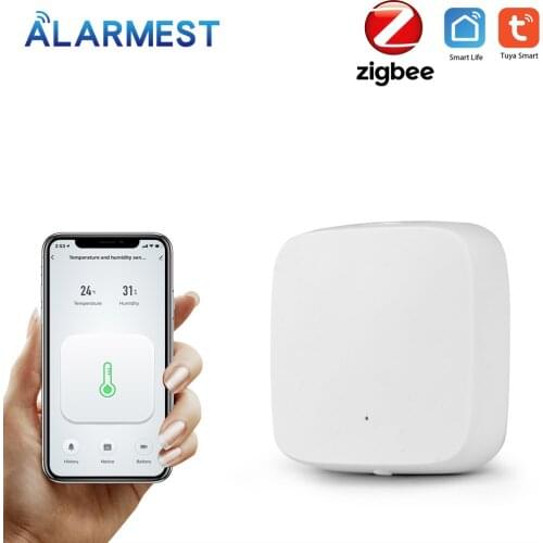 ALARMEST Tuya Zigbee Temperature Humidity Sensor High Accuracy T&H Sensor Work with Gateway Hub Power by Tuya