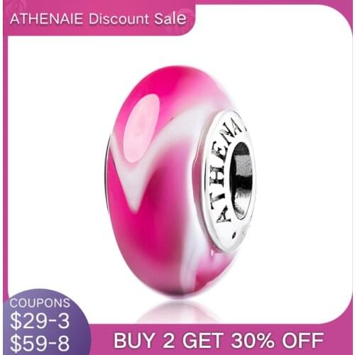 ATHENAIE Rose Red Armadillo Murano Glass Beads 925 Silver Charms Fit Charms Bracelets & Necklaces Fine DIY Women Girl Jewelry