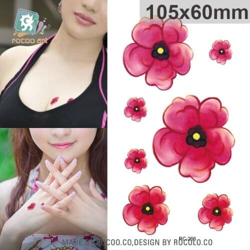 Body Art waterproof temporary tattoos for men and women small Fresh red flower design tattoo sticker Wholesale RC2266