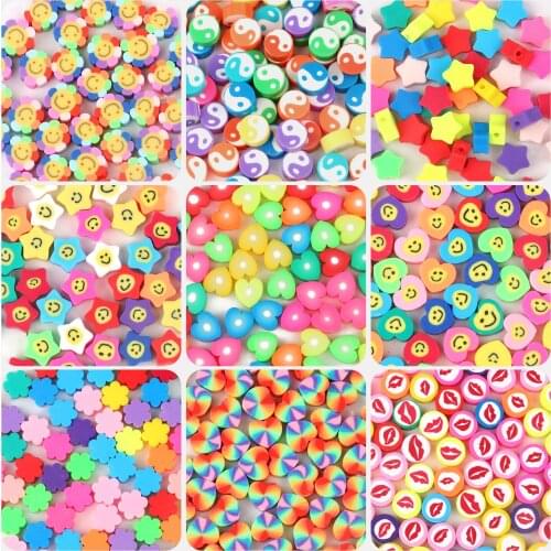 9-11mm Mixed Polymer Clay Beads Spacer Loose Beads Handmade Charm Bracelet Necklace Crafts For Jewelry Making Findings Clay Bead