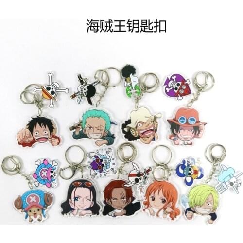 One Piece Keychain Anime Man Key Chain Acrylic Women Key Holder Couple Keyring Roronoa Zoro Key Ring Pendant Zinc Alloy Llaveros