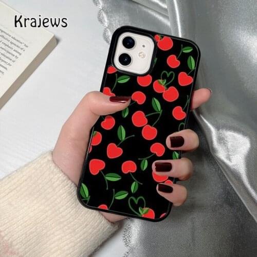 Krajews Black Cherries coque Phone Case for iPhone 12 mini 5 6S 7 8 PLUS X XS XR 11 PRO MAX SE 2020 Back Cover Funda Shell