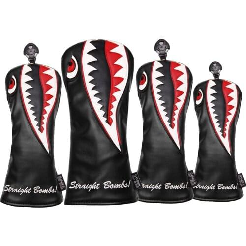 Green Big Shark Design Driver Golf Headcover PU Leather Golf Club Driver Covers