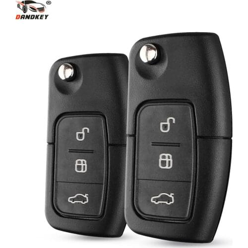 Dandkey For Ford Focus Fiesta C-Max Ka Mondeo S-Max Ka Galaxy 3 Buttons Case Flip Modified Car Blank Key Shell Remote Fob Cover