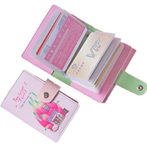 26 Slots PU Leather Wallet Card Bag Animal Fruit Pattern ID Bank Credit Name Visiting Card Protector Holder Case 11.3x8.5x2cm