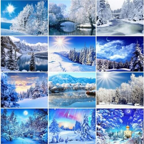 Diamond Embroidery Tree Snow Scenery Cross Stitch 5D Diamod Painting Winter Picture Of Rhinestones Landscape Mosaic Kits Decor