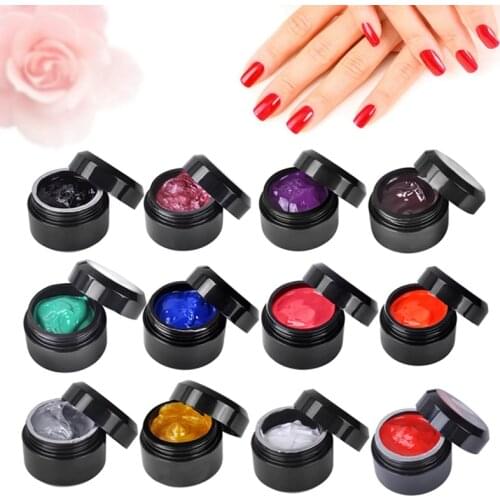 Biutee 8ml Nail Stamping Gel 12Colors Clear Pink Glitter Nail Manicure Stamping Gel Paint Painting Nail Polish gel Nail Kit Set