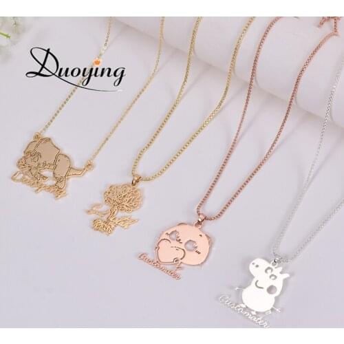DUOYING Personalized Necklace Customized Childrens Drawing Kids Art Child Artwork Cartoon Figure Custom Necklace For Gift
