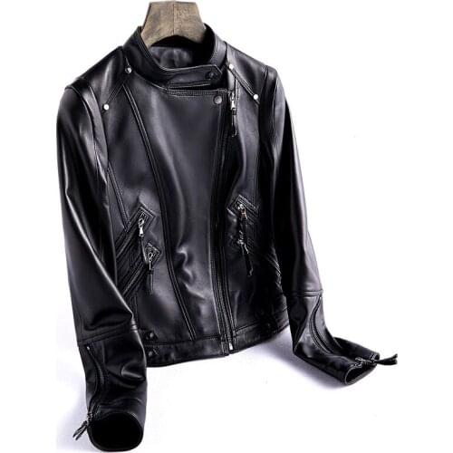 Genuine Leather Jacket Spring Autumn Jacket Women Real Sheepskin Coat Female Korean Motorcycle Jackets Chaqueta OT6674 MY2003