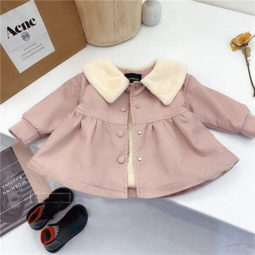Lawadka Winter Baby Girl PU Leather Jacket Coats Fur Thick Warm Kids Clothes Fashion Children Outwear Clothing Age For 1-6Years