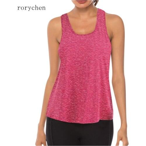 Rorychen summer Yoga Fitness Tank Top New TShirt Plus Size Loose Women T-shirt Cotton O-neck Slim Tops Fashion Woman ClothesA610
