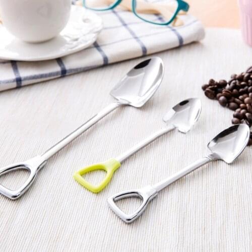 Stainless Steel Creative Shovel Shape Spoon Mini Food Spoon for Tea Coffee Sugar Ice Cream Dessert Spoon