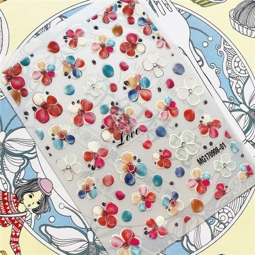 MG170908-01 MG190806-08 Dried flower petals 3D Back glue Nail Art Stickers Decals Sliders Nail ornament decoration