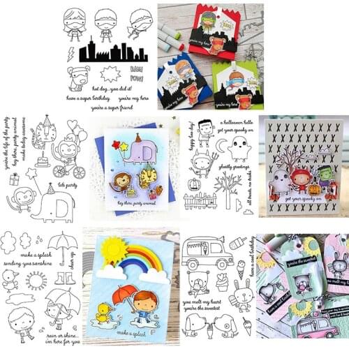 Ice Cream Social Party Animals Super Friends Rainy Day Transparent Clear Stamps Dies for DIY Scrapbooking Cards Crafts 2021 New