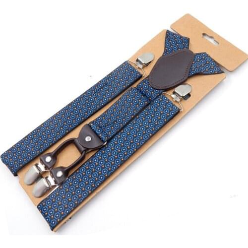 JIERKU Suspenders Mans Braces Leather 4Clips Suspensorio Fashion Trousers Strap Father/Husbands Gift Tirantes Hombre JK4C09