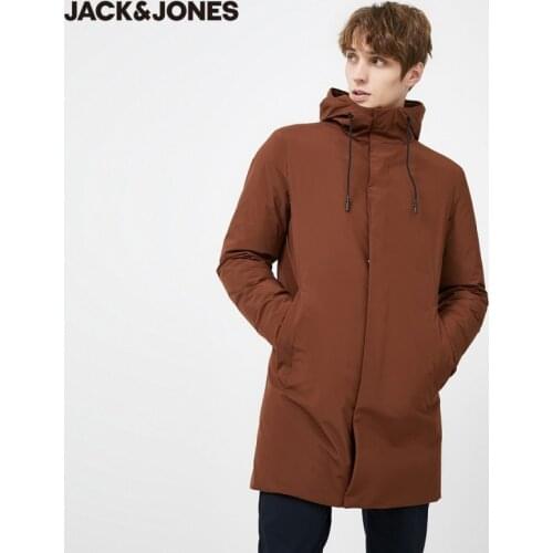 JackJones Mens Hooded Casual Pure Color 90% Grey Duck Down Warm Medium Style Down Jacket| 219312501