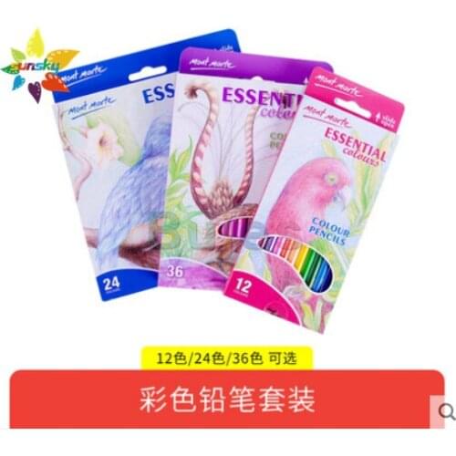 Mont Marte Color pencil set painting 12/24/36 colors beginners use children hand drawing box colored pens drawing art supplies