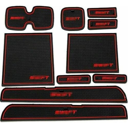 For Suzuki swifts 11-2014 Non-slip Interior Door Cup Holder Rubber Mats Red Line