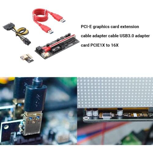 Newest TISHRIC LED PCI-E Riser 009S Plus GPU PCIE card PCI E X16 PCI Express 6Pin to SATA 1X 16X USB3.0 For Mining Video Card