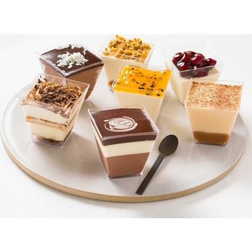 20pcs 60ml Disposable Mousse Cup Thickened Transparent Container Trapezoidal Cup For Jelly Yogurt Dessert Food Container