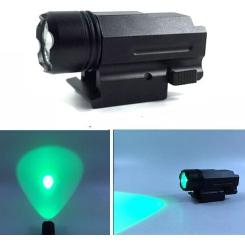 Optics Compact Tactical Illuminator Green LED Flashlight 200 Lumen Torch 20mm Rail Tactical Weapon Light for GLOCK 17 19