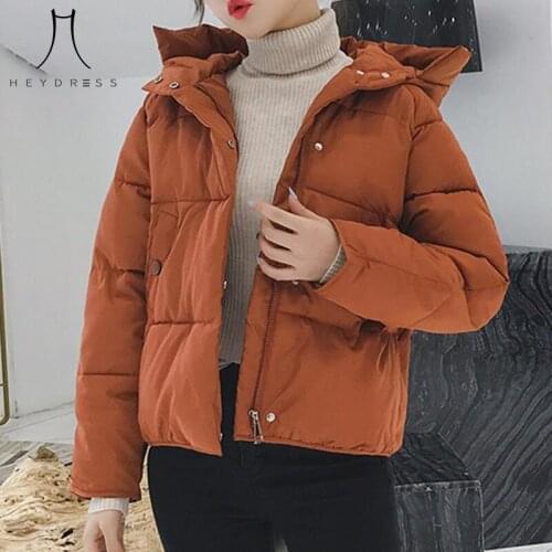 Heydress Women 7 Colors Thick Oversized Parka Winter Hooded Cotton Padded Jackets 2021 Warm Casual Coats Loose Outwear Feminina