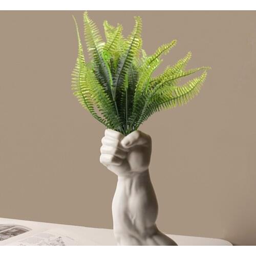 2pcs Plastic Large Artificial Boston Fern Fake Green Hanging Basket Plant Grass Decoration Without Basket