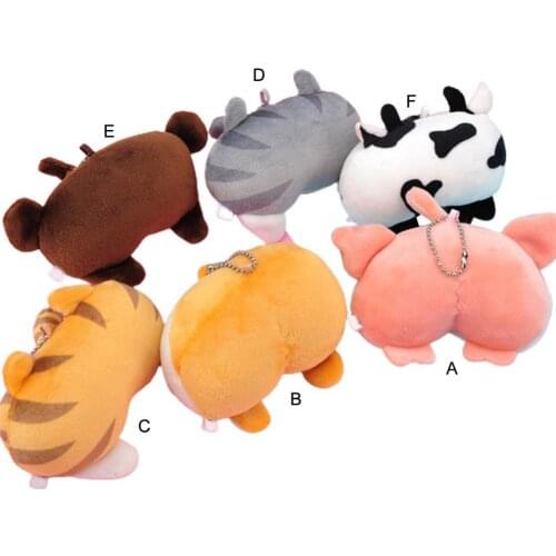 Plush Pendant Cartoon Car Charm PP Cotton Soft Corgi Cat Butt Shape Pendant for Decoration Key Holder Bag Pendant Toys for Kids